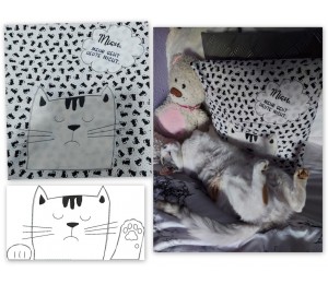 Stickdatei - Doodle Grummelige Katze Gucker Doodle Appli winkend